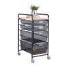 Picture of WIREMESH Drawer 4tiers with wheel+MDF BK