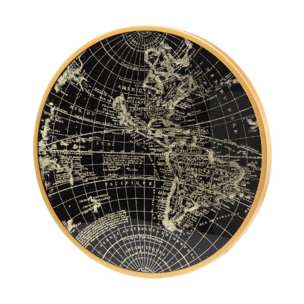 Picture of EARTHA World map wall decor D60cm. GD/BK