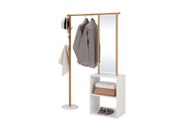 Picture of WELLY Standing mirror+rack H165cm NT/WT
