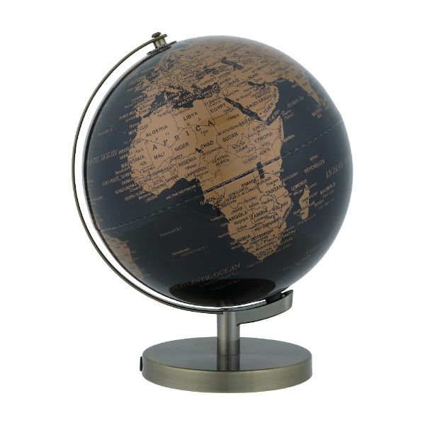 Picture of UNIVERSAL Globe sculpture+LED 13" BK/GD