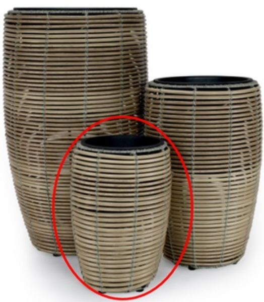 Picture of FYNN Rattan plastic plant pot D23xH37 BN