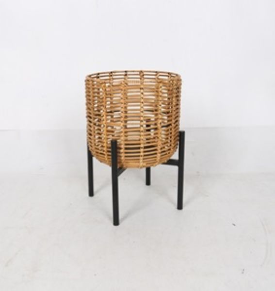 Picture of HAVANA Plant pot+stand D26xH36cm NT/BK